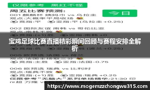宝鸡足球比赛直播精彩瞬间回顾与赛程安排全解析
